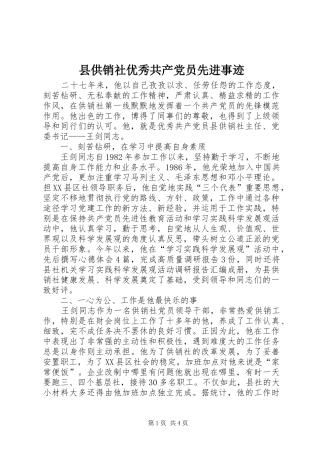 2024年县供销社优秀共产党员先进事迹