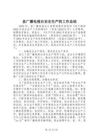 2024年县广播电视台安全生产的工作总结