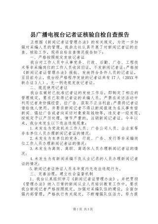 2024年县广播电视台记者证核验自检自查报告