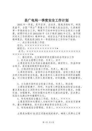 2024年县广电局一季度安全工作计划