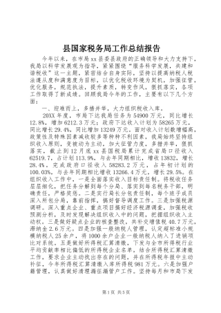 2024年县国家税务局工作总结报告