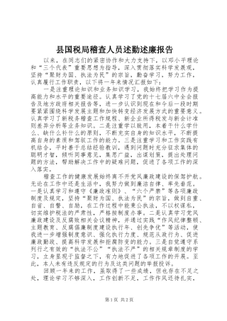 2024年县国税局稽查人员述勤述廉报告
