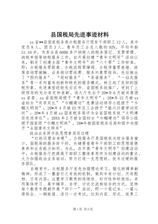 2024年县国税局先进事迹材料