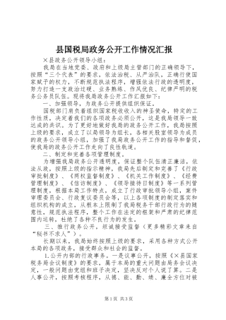 2024年县国税局政务公开工作情况汇报