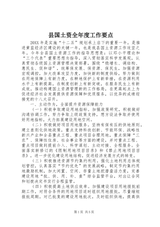 2024年县国土资全年度工作要点