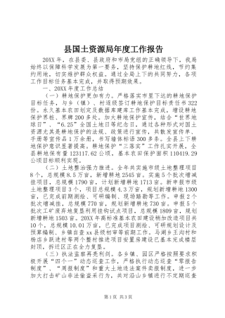 2024年县国土资源局年度工作报告