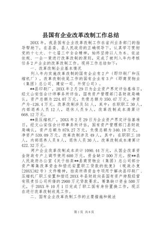 2024年县国有企业改革改制工作总结
