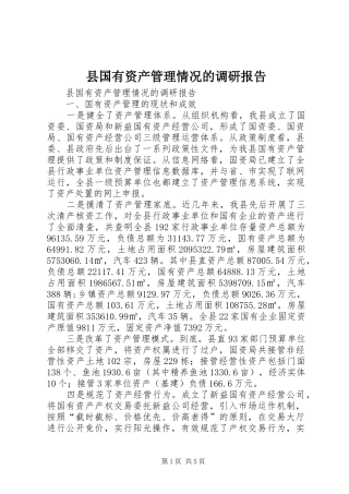 2024年县国有资产管理情况的调研报告