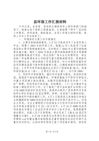 2024年县环保工作汇报材料