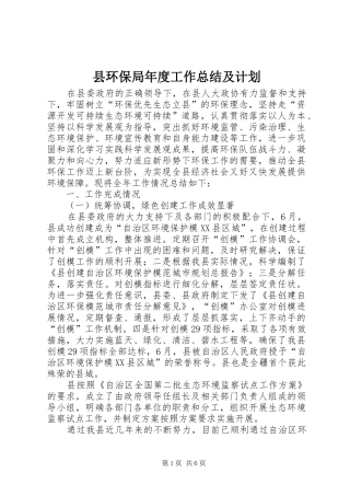 2024年县环保局年度工作总结及计划