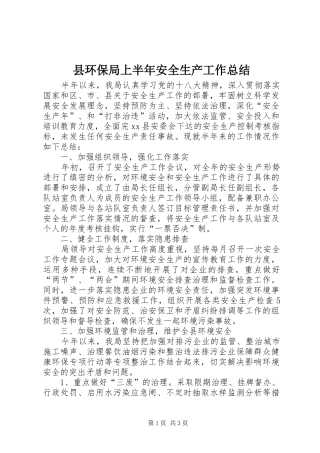 2024年县环保局上半年安全生产工作总结