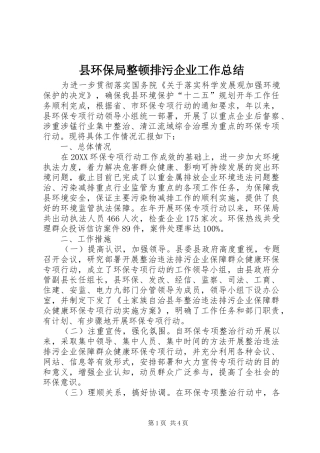 2024年县环保局整顿排污企业工作总结