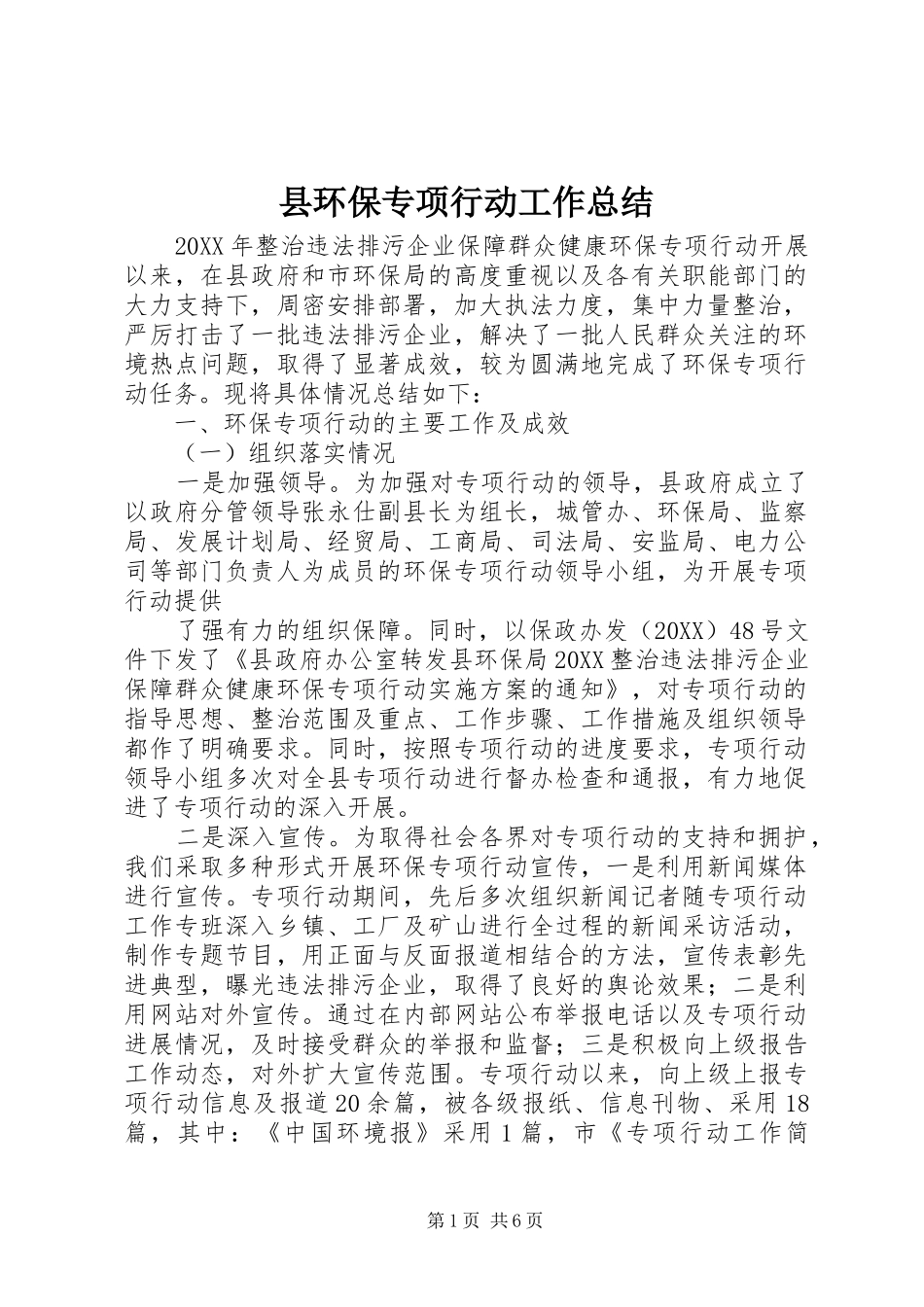 2024年县环保专项行动工作总结_第1页