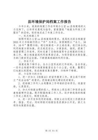 2024年县环境保护局档案工作报告