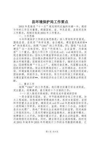 2024年县环境保护局工作要点