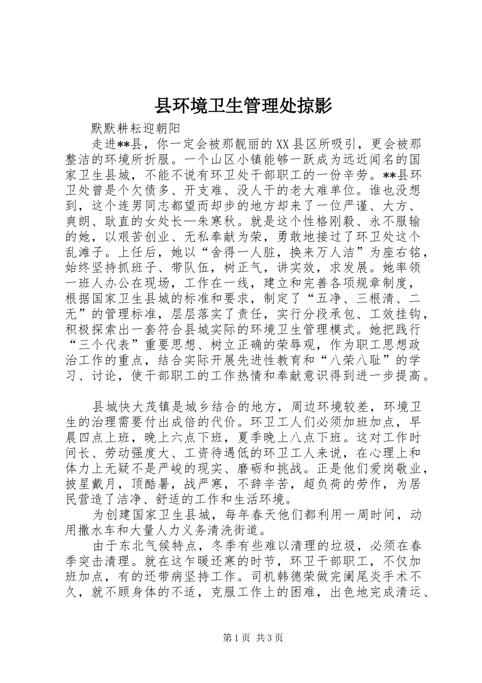 2024年县环境卫生管理处掠影_第1页