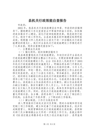 2024年县机关行政效能自查报告