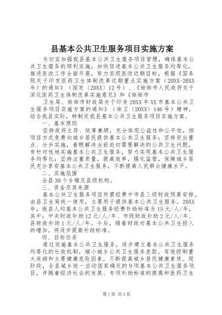 2024年县基本公共卫生服务项目实施方案