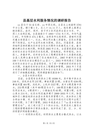 2024年县基层水利服务情况的调研报告