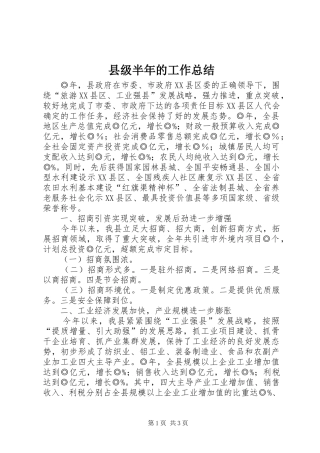 2024年县级半年的工作总结
