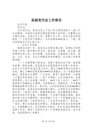 2024年县级党代会工作报告