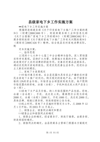 2024年县级家电下乡工作实施方案
