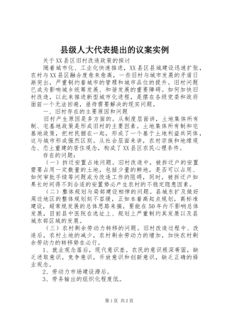 2024年县级人大代表提出的议案实例