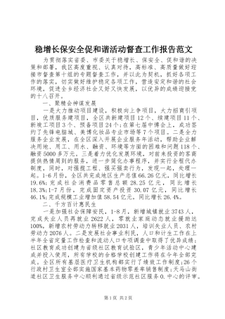 2024年稳增长保安全促和谐活动督查工作报告范文