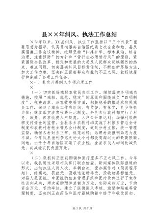 2024年县年纠风执法工作总结