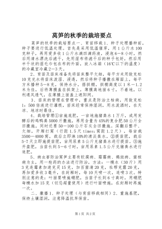 2024年莴笋的秋季的栽培要点