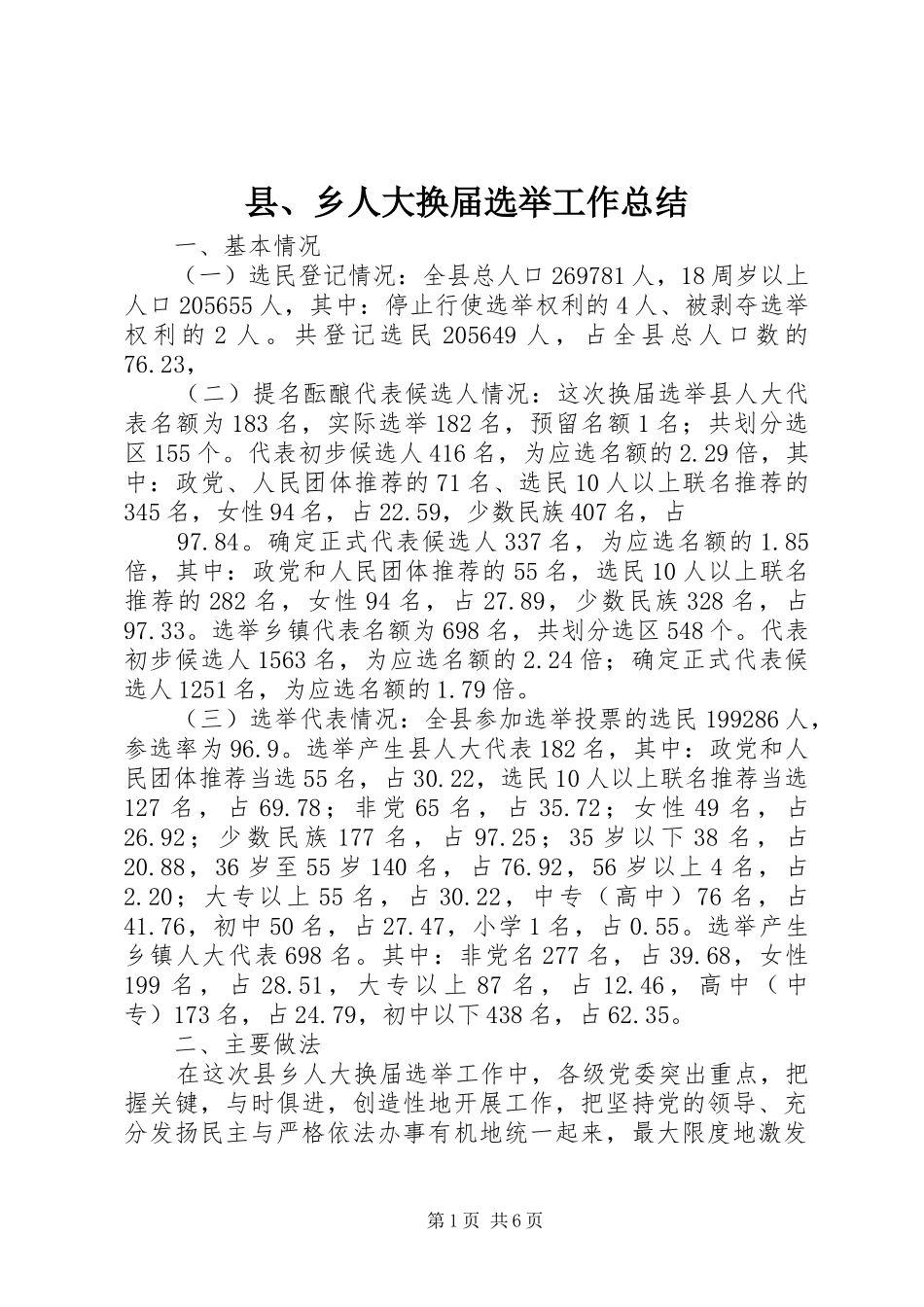 2024年县乡人大换届选举工作总结_第1页