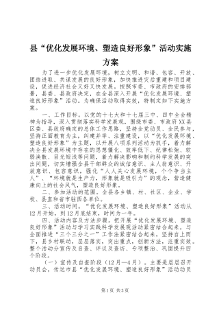 2024年县优化发展环境塑造良好形象活动实施方案