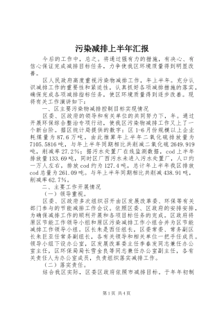 2024年污染减排上半年汇报
