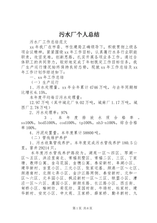 2024年污水厂个人总结