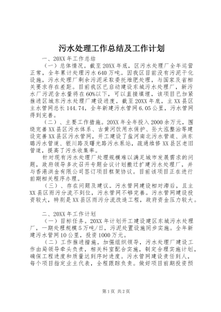 2024年污水处理工作总结及工作计划