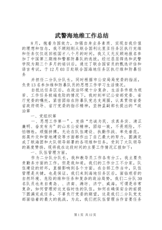 2024年武警海地维工作总结