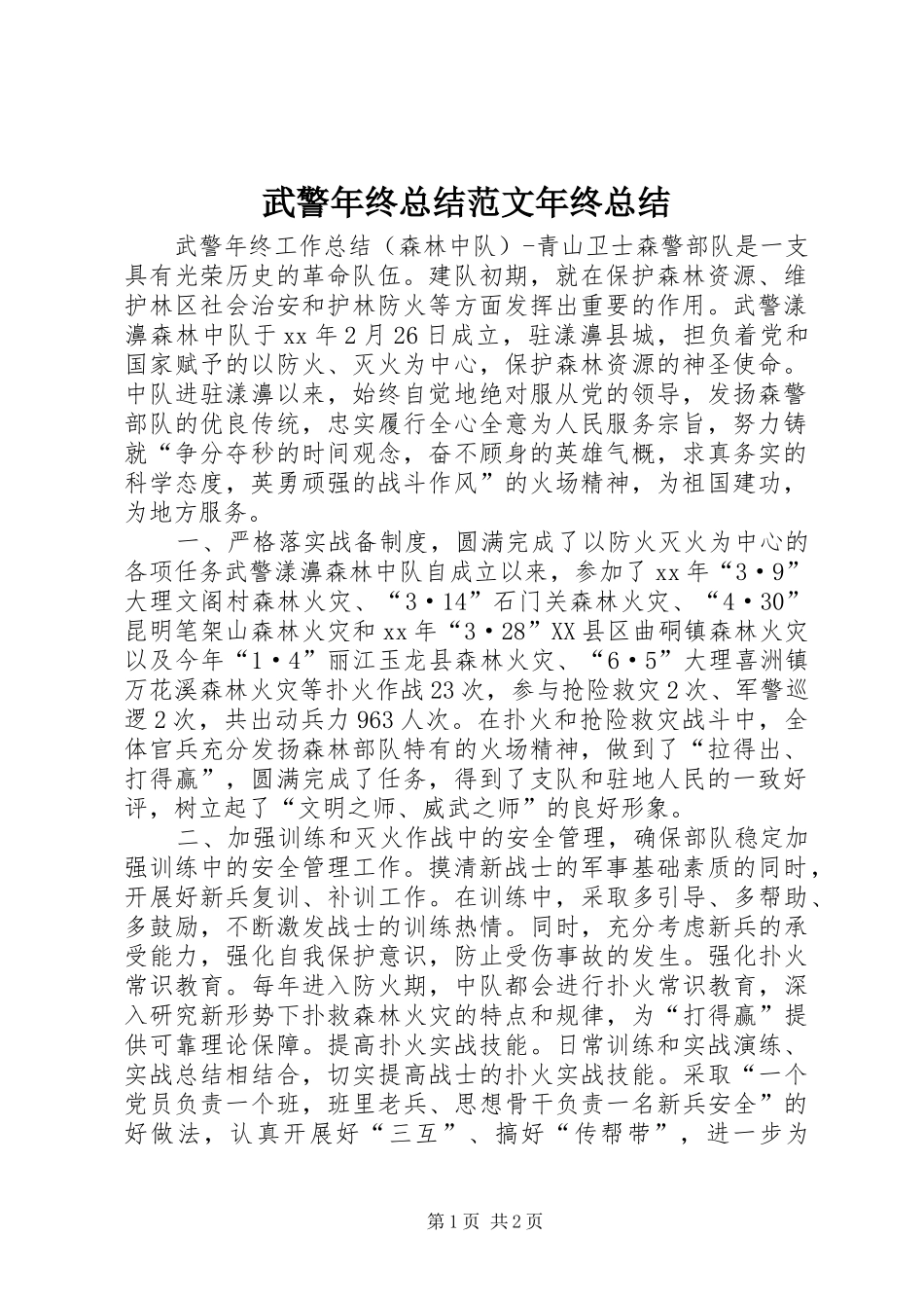 2024年武警年终总结范文年终总结_第1页