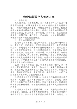 2024年物价局领导个人整改方案