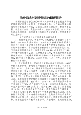 2024年物价局农村消费情况的调研报告