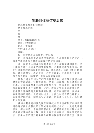 2024年物联网体验馆观后感