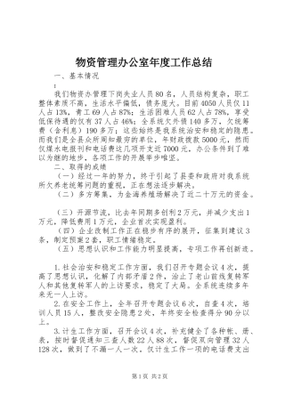 2024年物资管理办公室年度工作总结