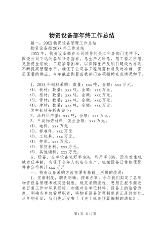 2024年物资设备部年终工作总结