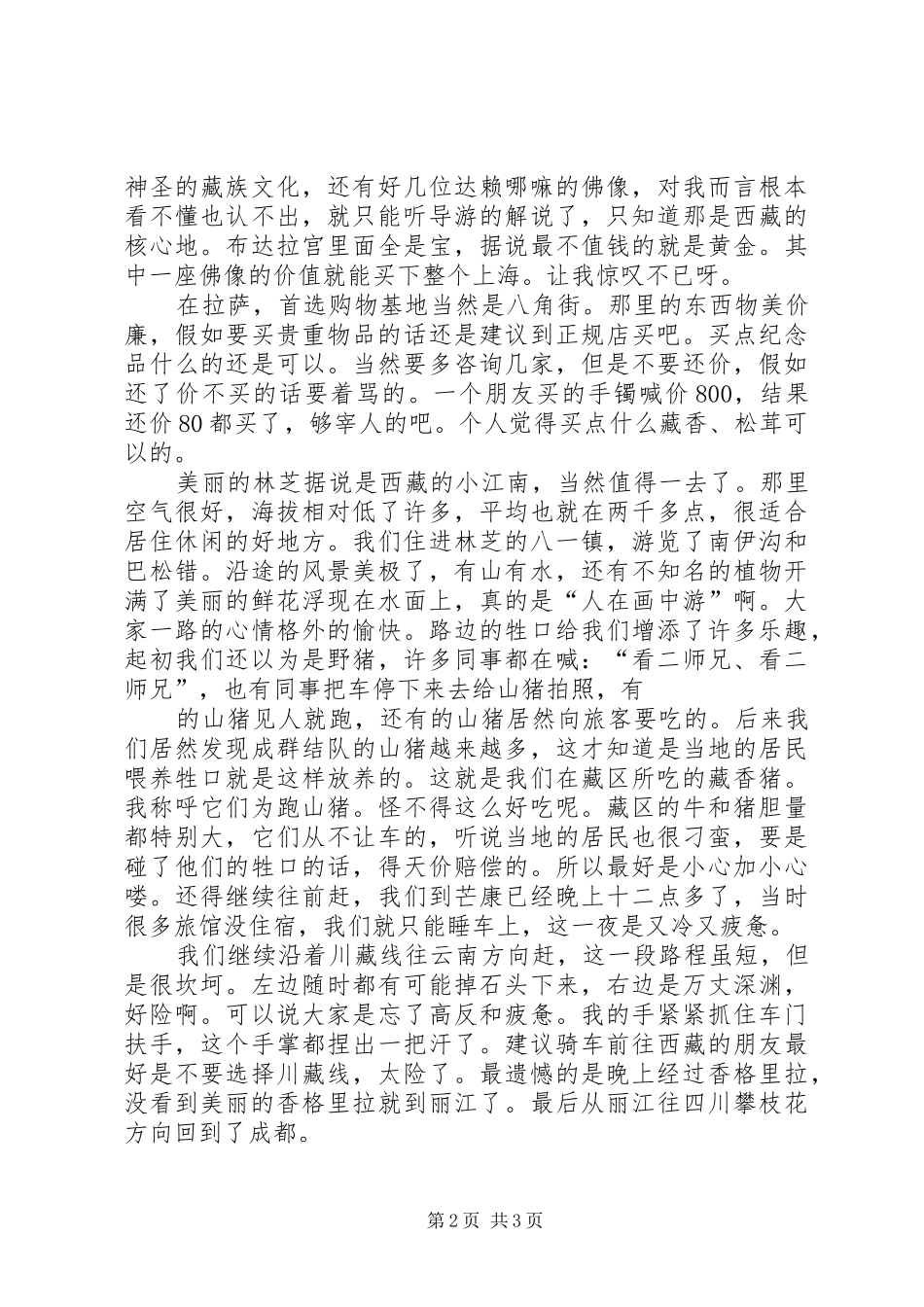 2024年西藏一游心得体会_第2页