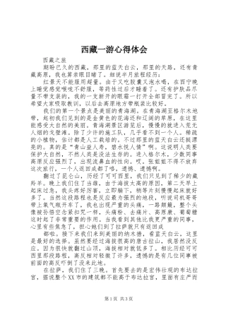 2024年西藏一游心得体会