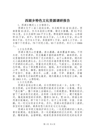 2024年西湖乡特色文化资源调研报告