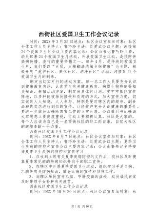 2024年西街社区爱国卫生工作会议记录