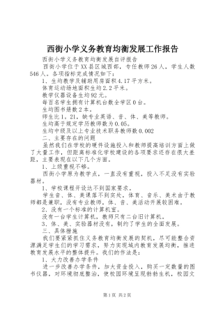 2024年西街小学义务教育均衡发展工作报告