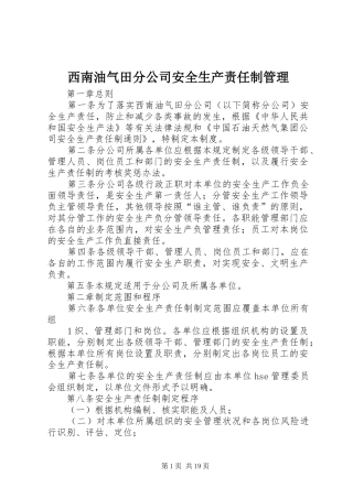 2024年西南油气田分公司安全生产责任制管理