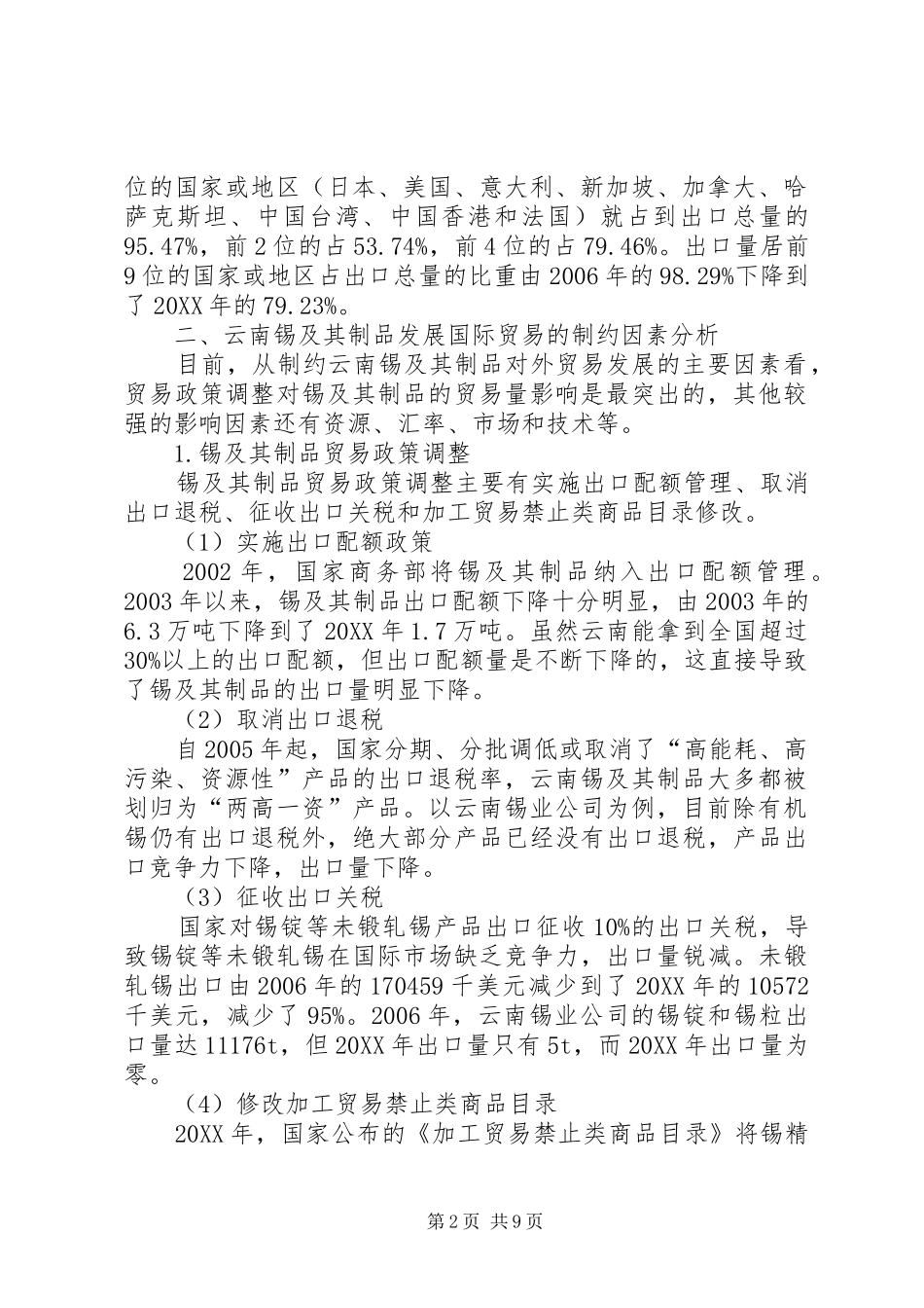 2024年锡工业发展国际贸易的对策分析_第2页