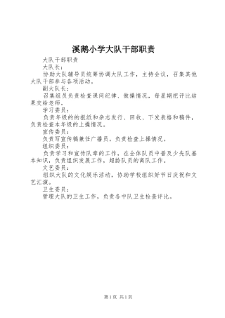 2024年溪鹅小学大队干部职责